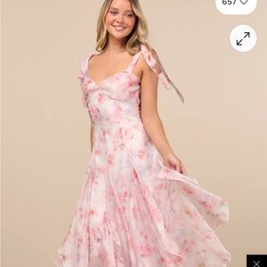 Lulu's Blush Floral Wedding Dress